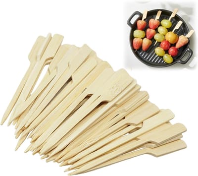 Houten Spiesen voor Fingerfood en Cocktails, 100 Stuks, Biologisch Afbreekbaar en Milieuvriendelijk, Ideaal voor Feestjes en Barbecues