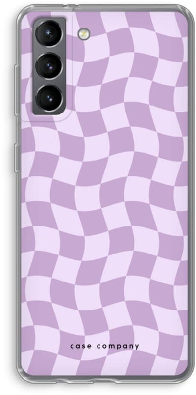 Case Company® - Hoesje geschikt voor Samsung Galaxy S21 hoesje - Grid Paars - Soft Cover Telefoonhoesje - Bescherming aan alle Kanten en Schermrand