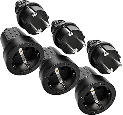 3x elektrische rubberen stekker met knikbescherming voor binnengebruik - 250V, 16A, IP20