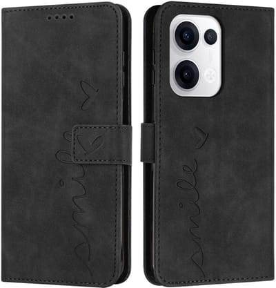 Coverup Hoesje - Geschikt voor OPPO Reno13 5G Hoesje - Coverup Smile Book Case - Zwart