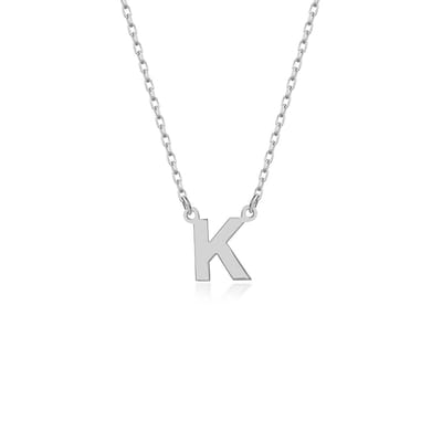 Letter K Initial Ketting Zilver (925 sterling) Trendy Minimalistisch Combi Bedel Zilverkleurig Dames Meisje | Cadeau Voor Vrouw