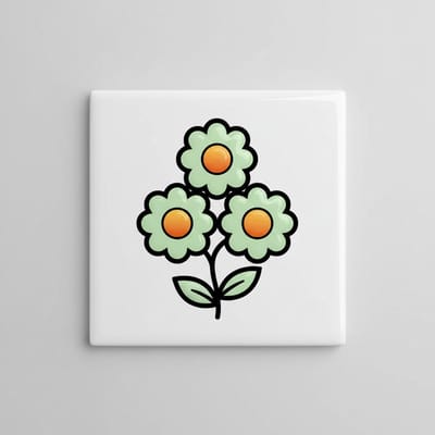 Schattige Bloemen Decoratieve Tegel – Minimalistisch Bloemenontwerp – Keramische Tegel 15×15 cm