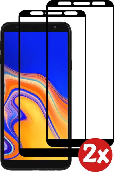 Smartphonica Screenprotector Geschikt voor Samsung Galaxy J6 Plus 2018 - Full Cover Tempered Glass with Round Edge - Gehard glas met Afgeronde Hoeken - 2-Pack geschikt voor Samsung Galaxy J6 Plus 2018