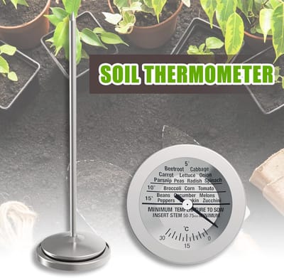 Bodemthermometer - Grondmeter Temperatuur - Planten Verzorgen - Roestvrijstalen Sonde - 5x167mm - Zilver