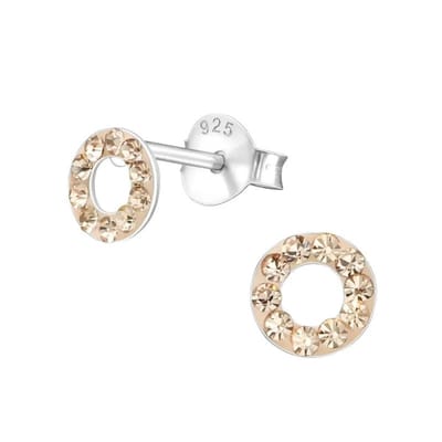 Aramat Jewels | Oorbellen | Zilveren open cirkel oorbellen champagne kristal | | | |5mm | Zilver | Kinderen, Volwassenen | Verkleurd niet