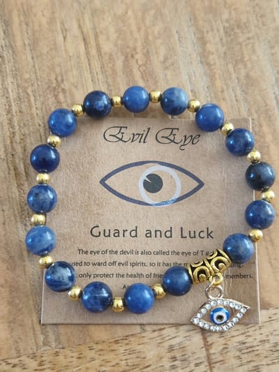 Armbandje edelsteen kogels "Guard and Luck" blauw.