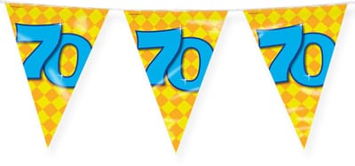 LUQ – Vlaggenlijn Happy Party 70 Jaar – Veelkleurig – 10 m Luxe Verjaardag Feest Versiering – Slinger – Direct Ophangen