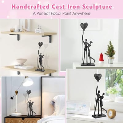 Romantisch IJzeren Sculptuur Paar - Handgemaakt Metalen Standbeeld voor Liefde en Huwelijksgeschenken