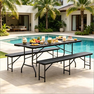 Tuinset - 180x70 cm - Bier Tuinmeubel Set Klapbaar - Gesprek en Patio Set - Hout - Bruin