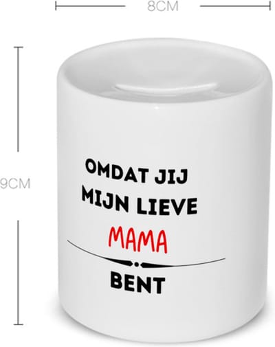 Akyol - omdat jij mijn lieve mama bent Spaarpot - Mama - lieve moeder - moeder cadeautjes - moederdag - verjaardag - geschenk - kado - 350 ML inhoud