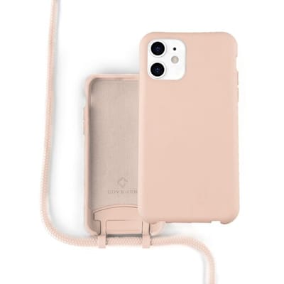 Coverzs Silicone case met koord - Telefoonhoesje met koord - Backcover hoesje met koord - touwtje - geschikt voor Apple iPhone 11 - roze