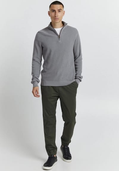 Blend Half Zip Heren sweater-Schipperstrui met rits- Coltrui Heren- Heren Trui- Maat M- Stonemix