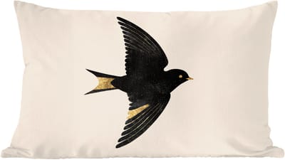 Sierkussens - Kussentjes Woonkamer - 60x40 cm - Zwarte zwaluw - Gouden accenten - Lichte achtergrond