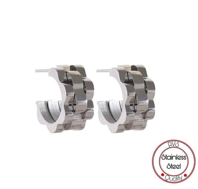 Presidente Oorbel | Oorbel Vrouwen | Schakel Oorbel | Staal Zilverkleurig | Cadeau voor Haar | Cadeau voor Vrouw | Oorhanger | Zilverkleurig | Set | Soraro