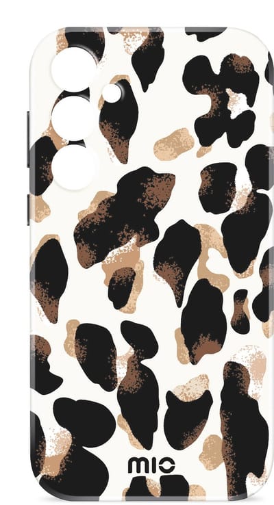 Mio by Mobilize Hoesje geschikt voor Samsung Galaxy A17 MagSafe Telefoonhoesje Hardcase | Mio by Mobilize Backcover | Geschikt voor MagSafe | Geschikt voor Draadloos Opladen met Magnetische Ring | Geschikt voor MagSafe Case - Leopard | Zwart,wit