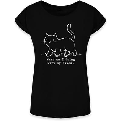 Goodie Two Sleeves - Fun T-shirt - What am I doing with my lives - S tot XXL - voor Vrouwen - zwart