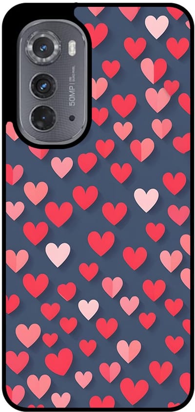 Smartphonica Telefoonhoesje Geschikt voor Motorola Edge 2022 met Roze en Rode Hartjes Opdruk - TPU Backcover Case With Rosé and Red Heart Design geschikt voor Motorola Edge 2022