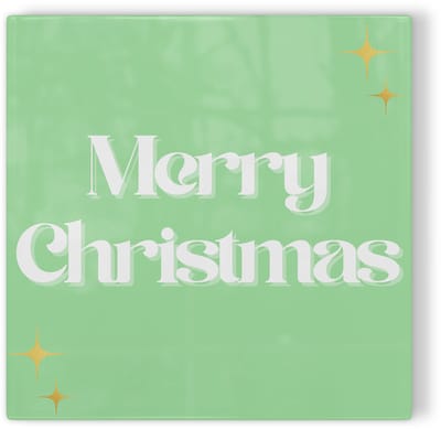 Tegeltje Merry Christmas sterren – lichtgroen – kerst tegeltje – tegeltje met tekst