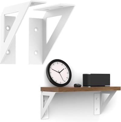 Stevige Hoekbeugels voor Planken, 10 cm, Set van 4, Ideaal voor Wandmontage en Zware Lasten, Wit Metaal