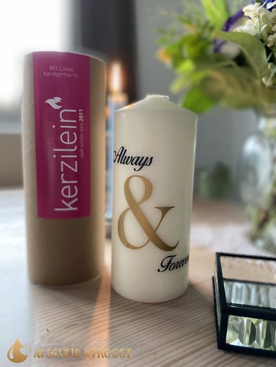Kaars - Troostkaars - Always & Forever - Persoonlijke boodschap - Herinnering aan geliefde - Herdenkingskaars AF-TK27