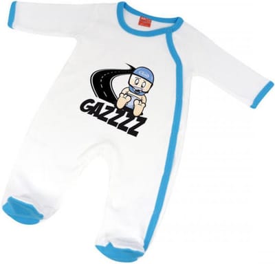 wit/blauwe motorpyjama voor baby biker maat 12 tot 18 maanden model gazzz
