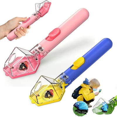 Insectenvanger met 6x vergrootglas- Lange Steel - Spinnenvanger - Vliegenvanger - Insectenpotje voor kinderen - Insect catcher - Insectenkijker - Insectendoos - Insectenzuiger - Insectenpotje - Spinnen verjager - Wespenval - Wespenverjager - 2 Stuks