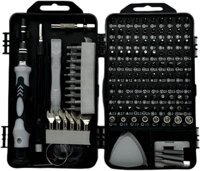 Precisie Schroevendraaierset - Mini Gereedschap - Elektronica Reparatie - 138 Delig - Inclusief Flexibele As - Grijs
