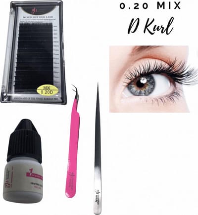 Guardian Beauty Wimpers Extensions - Prime Silk Lashes - Mix - 0.20mm - D Krul - Met Wimperlijm en 2 stuks Wimperpincet