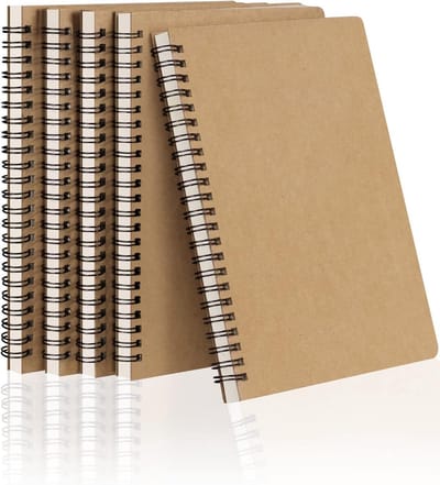 5 stuks - Spiraalnotitieboeken - A5 gelinieerd - Preppy stijl gelinieerde notitieboeken - Ideaal voor werk, studie, notities, cadeaus - 50 vellen - Bruin