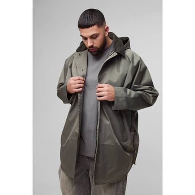 Plus Oversized Koordkraag Met Capuchon Parkajaas | Khaki | Size 2XL