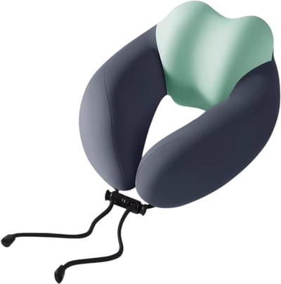U-vormig Memory Foam Nekkussen voor Reizen & Vliegtuig – Ergonomisch Reiskussen met Draagbaar Ontwerp en Wasbare Hoes - Groen