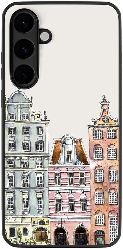 Leuke Telefoonhoesjes - Hoesje geschikt voor Samsung Galaxy S25 FE - Grachtenpandjes - Backcover zwart - Print / Illustratie - Multi