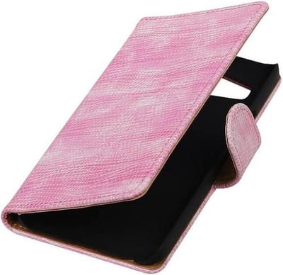 Hagedis Bookstyle Wallet Case Hoesjes Geschikt voor LG Nexus 5X Roze