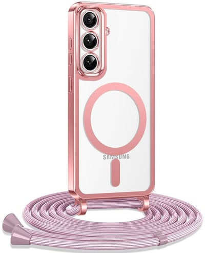 CaseMania TPU Case hoesje geschikt voor Samsung Galaxy S26 - Effen Rose goud - TPU (Zacht) - Glanzend Rosé Goud - Telefoonkoord - Compatible met MagSafe en Qi2
