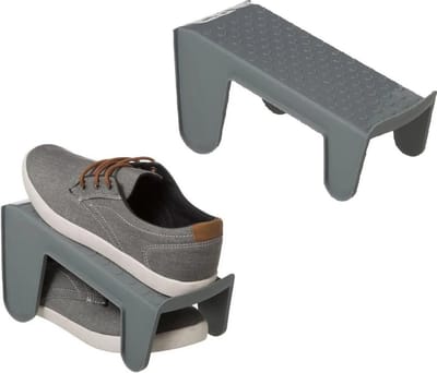 5Five Schoenenrekjes / opbergers voor 1 paar schoenen - 10x stuks - grijs - 29,5 x 25 cm