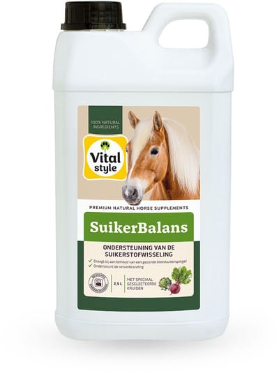 VITALstyle Suikerbalans - Paarden Supplementen - Ondersteunt De Suikerstofwisseling - Met o.a. L-Carnitine & Artisjok - 2,5 L