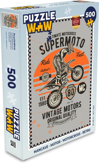 Puzzel Mancave - Motor - Motorcross - Retro - Legpuzzel - Puzzel 500 stukjes