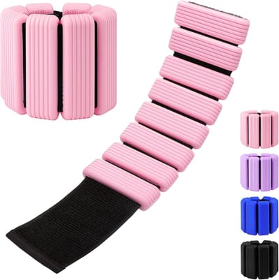 Polsgewichten, verstelbare enkelgewichten, set van 2 (elk 1 lb), siliconen enkelgewichten voor vrouwen, yoga, pilates, dansen, bars, hardlopen, zwemmen, cardio, fitnessstudio, wandelen（roze）