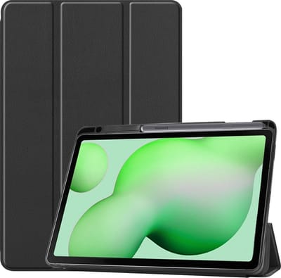 Hoesje - Geschikt voor Samsung Galaxy Tab S6 Lite - Dun & Stevig - Trifold Bookcase - Hard Cover Case - Met Uitsparing Geschikt voor S Pen - Hardcover Book - Tablet Hoes - Zwart
