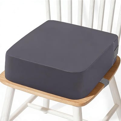Verhoogde Zitverhoging voor Kinderen 8 cm met Anti-Slip Gespen, Wasbare Hoes en Draagbaar Ontwerp voor Eten, Spelen en Reizen (Grijs)