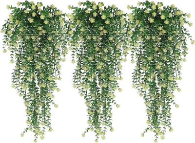 3 stuks kunstbloemen voor hangmanden, decoratieve hangplanten en realistische simulatiebloemen (champagne)