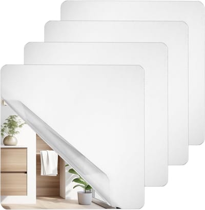 4x Zelfklevende HD Acryl Spiegeltegels 20x20 cm - Decoratieve Wandspiegel voor Badkamer en Keuken