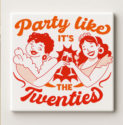 Party Like It’s the Twenties Keramische Tegel 15x15 cm – Vintage Feest Ontwerp – Retro Wanddecoratie & Perfect Cadeau voor Feestliefhebbers