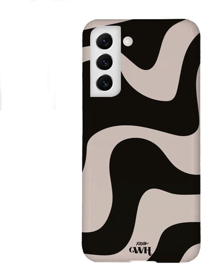 xoxo Wildhearts Ride With Me Black - Single Layer hoesje geschikt voor Samsung Galaxy S22 Plus - Siliconen hoesje met print - Backcover hardcase - Hard cover - Golvenprint - Golvend patroon - golven - Beige / Zwart