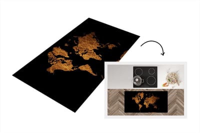 Keukenloper - Loper keuken - Wereldkaart - Goud - Patroon - 120x60 cm - Keukenloper vinyl