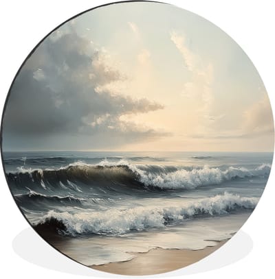 WallCircle - Wandcirkel - Muurcirkel - Strand - Zee - Zonsondergang - Aluminium - Dibond - 30x30 cm - Binnen en Buiten