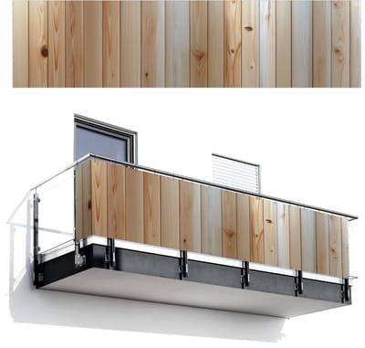 Balkonscherm 500x120 cm - Balkonposter Hout - Planken - Licht - Balkon scherm decoratie - Balkonschermen - Balkondoek zonnescherm
