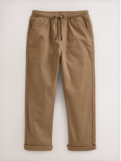 Next - Jongens - Instapbroek met geribbelde taille met standaard pasvorm - Bruin
