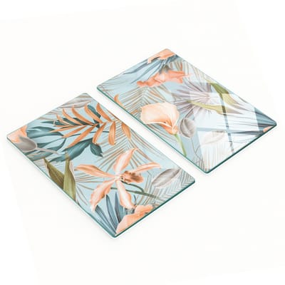Duurzame en stijlvolle glazen snijplanken met tropisch bloemenpatroon 2x30x52 cm