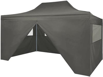 Partytent Waterdicht - Tuinpaviljoen Gazebo - Outdoor Feesten - Opvouwbaar Met Zijwanden - 3 x 45 m - Antraciet